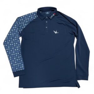 1PIU1UGUALE3 GOLF GRT161 POE407 113G×LPFG BACK CIRCLE LOGO RAGLAN L/S POLO 長袖ポロシャツ